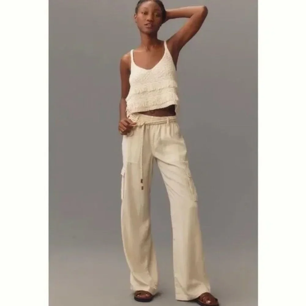 NWT Anthropologie Sanctuary Women's Reissue Cargo Pants Ivory XL - Picture 2 of 8